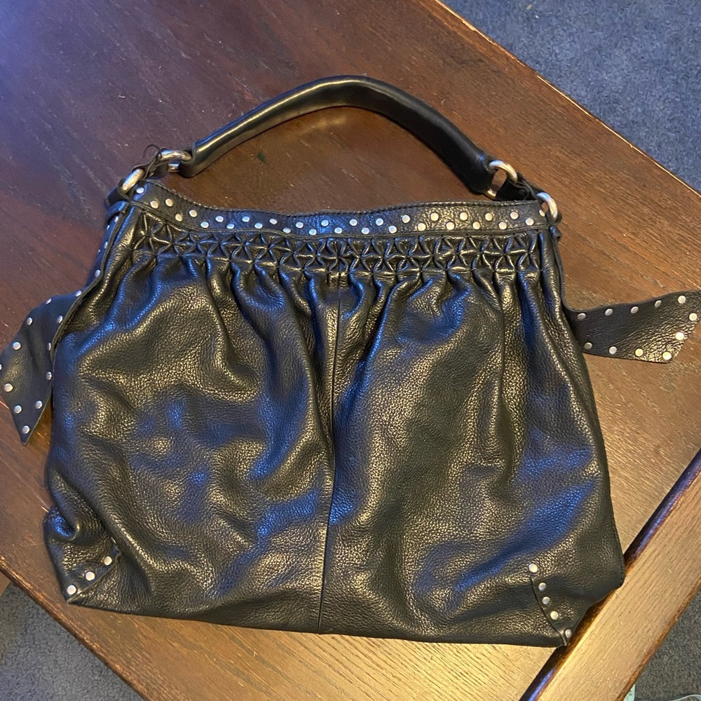 Black Leather Studded Handbag